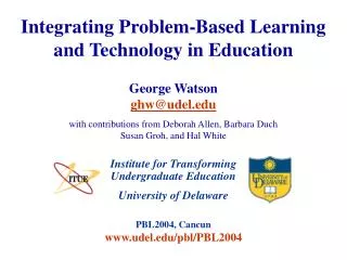 Integrating Problem-Based Learning and Technology in Education