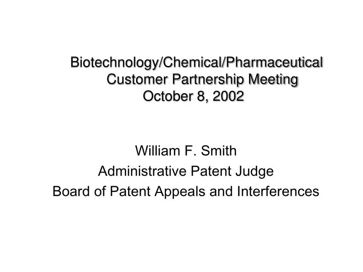 biotechnology chemical pharmaceutical customer partnership meeting october 8 2002