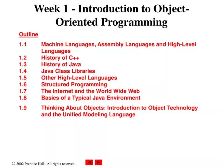 week 1 introduction to object oriented programming