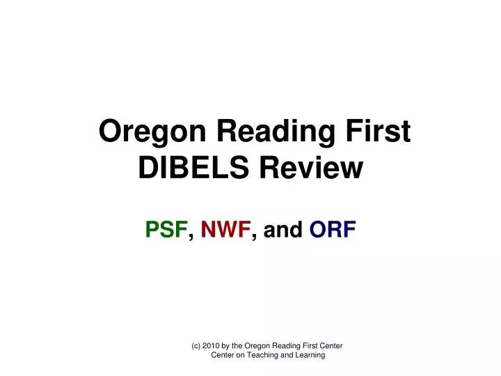 oregon reading first dibels review