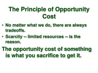 The Principle of Opportunity Cost
