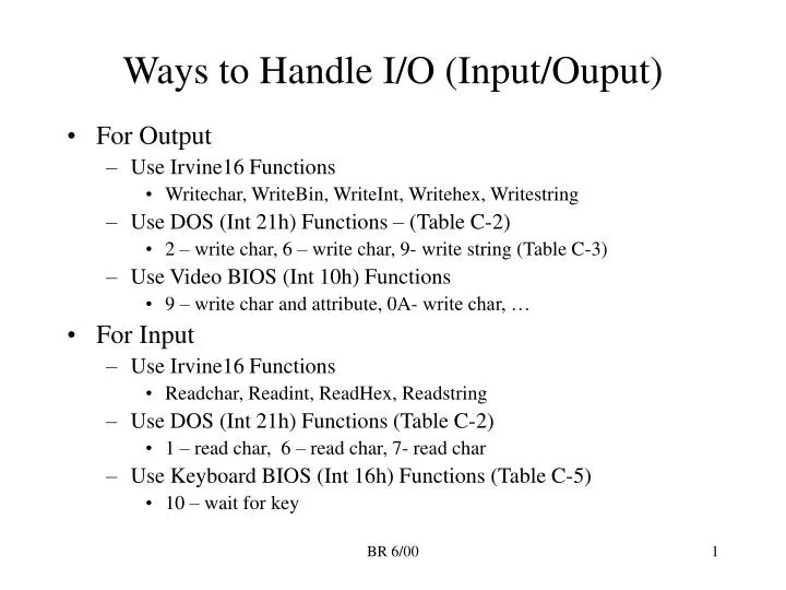 ways to handle i o input ouput