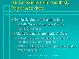 Air Emissions from Autobody Repair Activities