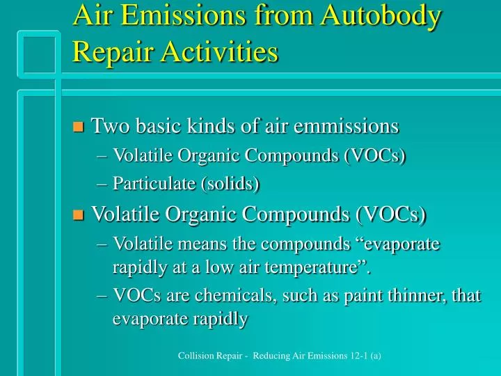 air emissions from autobody repair activities