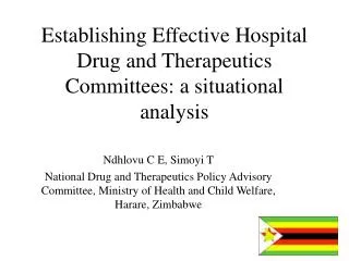 Establishing Effective Hospital Drug and Therapeutics Committees: a situational analysis