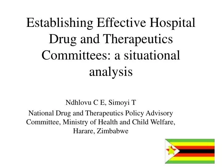 establishing effective hospital drug and therapeutics committees a situational analysis
