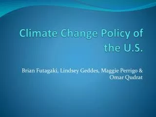 Climate Change Policy of the U.S.
