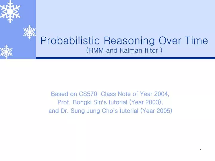 probabilistic reasoning over time hmm and kalman filter