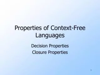 Properties of Context-Free Languages