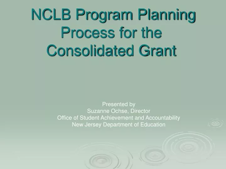 nclb program planning process for the consolidated grant