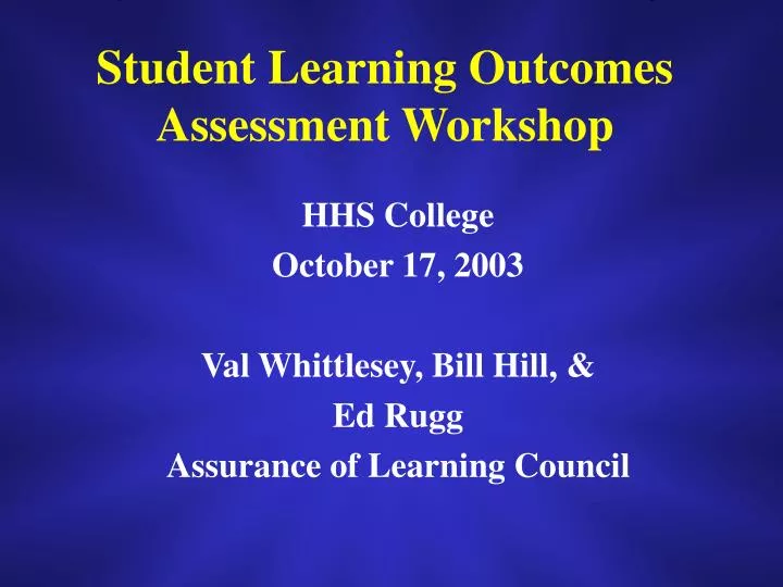 student learning outcomes assessment workshop