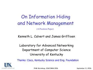 On Information Hiding and Network Management