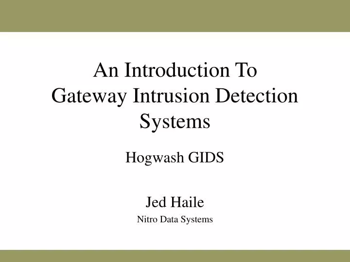 an introduction to gateway intrusion detection systems
