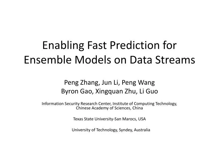 enabling fast prediction for ensemble models on data streams