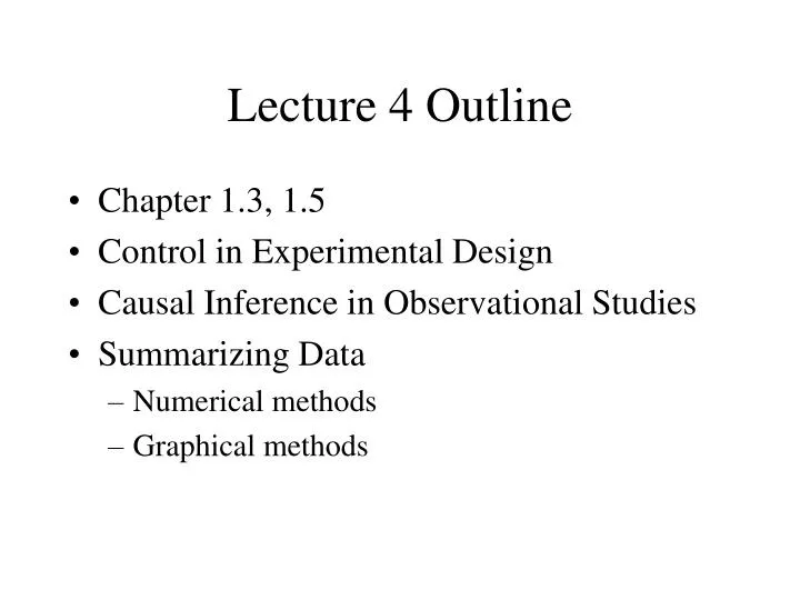 lecture 4 outline