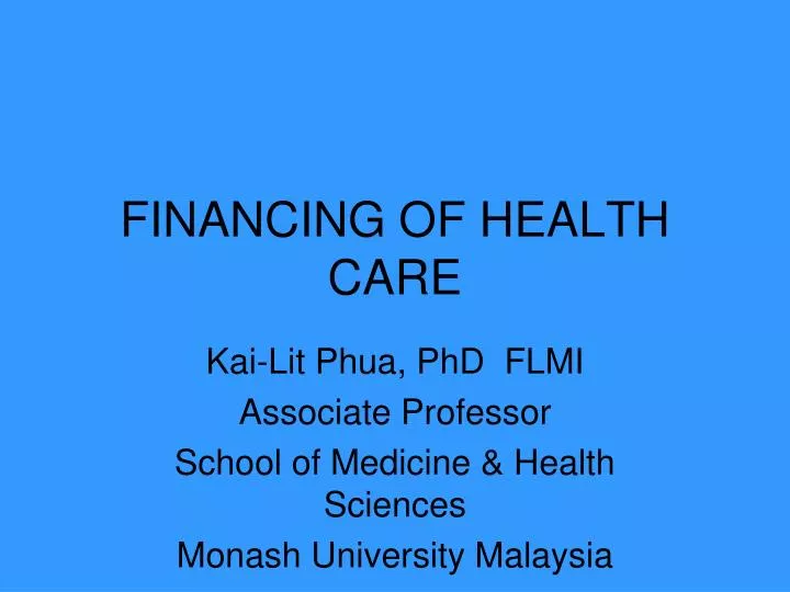 financing of health care