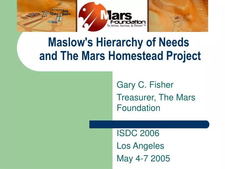 maslow s hierarchy of needs and the mars homestead project