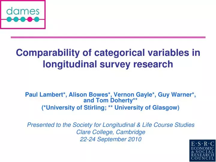 comparability of categorical variables in longitudinal survey research