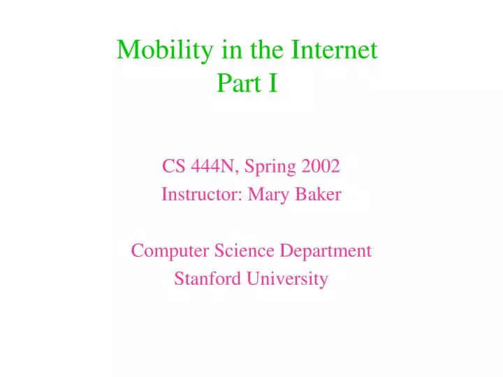 mobility in the internet part i