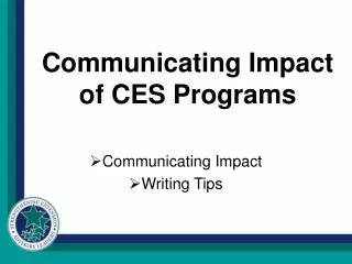 Communicating Impact of CES Programs