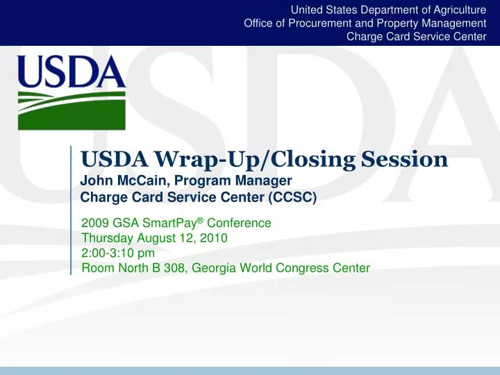 usda wrap up closing session john mccain program manager charge card service center ccsc