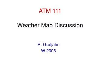 ATM 111 Weather Map Discussion