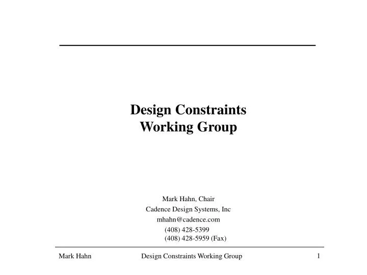 design constraints working group