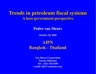 Trends in petroleum fiscal systems A host government perspective