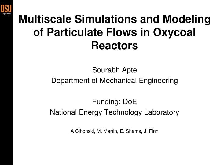 multiscale simulations and modeling of particulate flows in oxycoal reactors