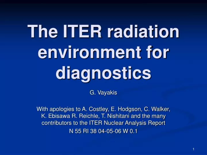 the iter radiation environment for diagnostics