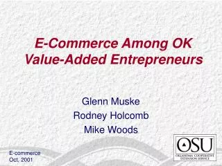 E-Commerce Among OK Value-Added Entrepreneurs