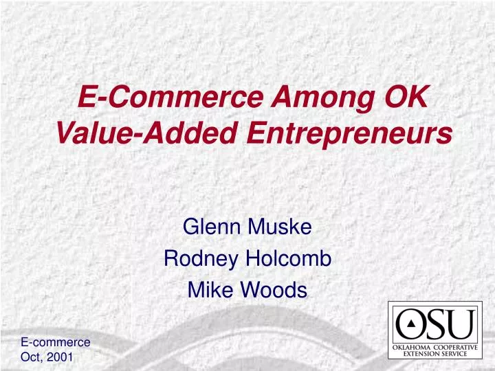 e commerce among ok value added entrepreneurs
