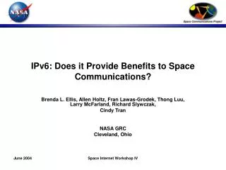 IPv6: Does it Provide Benefits to Space Communications?