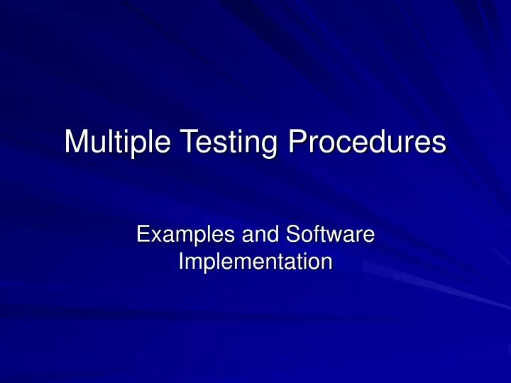 multiple testing procedures
