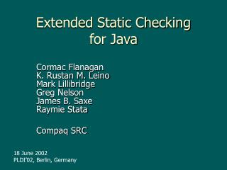 Extended Static Checking for Java