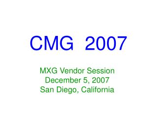 CMG 2007