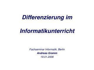 differenzierung im informatikunterricht