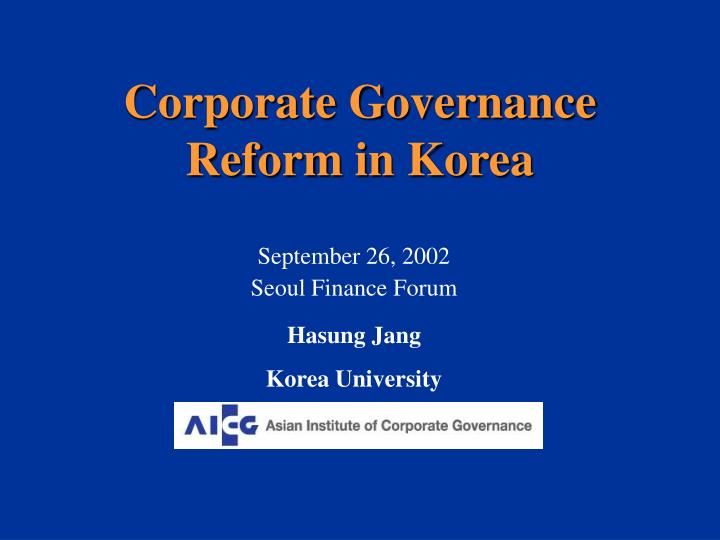 corporate governance reform in korea