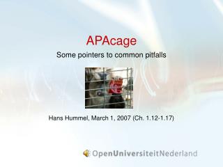 APAcage Some pointers to common pitfalls Hans Hummel, March 1, 2007 (Ch. 1.12-1.17)