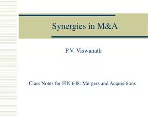 Synergies in M&amp;A
