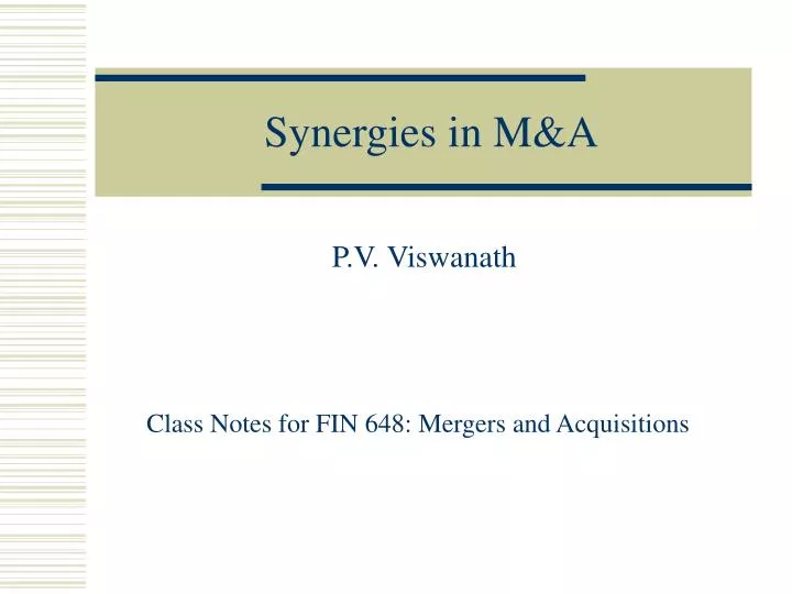 synergies in m a