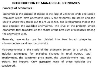 INTRODUCTION OF MANAGERIAL ECONOMICS