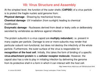 V8: Virus Structure and Assembly