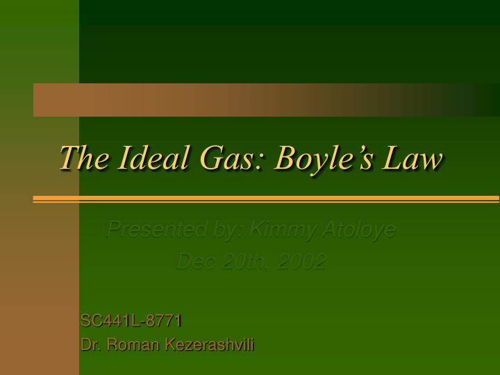 the ideal gas boyle s law