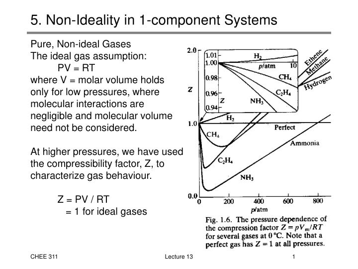 5 non ideality in 1 component systems
