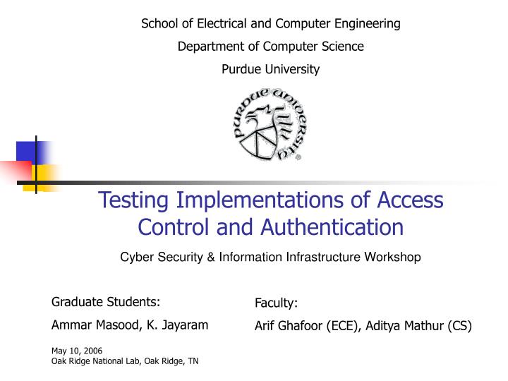 testing implementations of access control and authentication