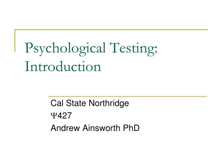 psychological testing introduction