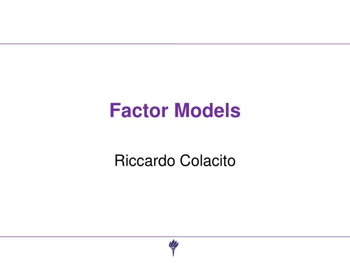 factor models