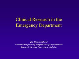 Clinical Research in the Emergency Department