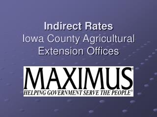 Indirect Rates Iowa County Agricultural Extension Offices